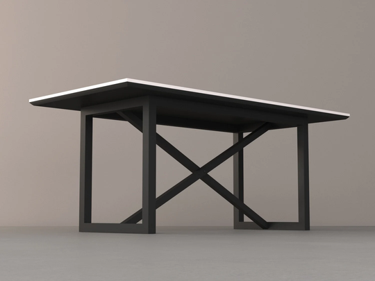 Handmade Modern Dining Table | Custom Kitchen Office Cross-X | 72" X 35" + Free Shipping