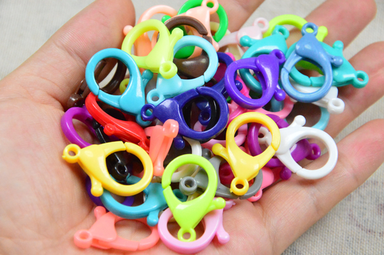 Bulk Assorted Color Large Spring Plastic Lobster Clasps, Choose Your Color, 16x26mm