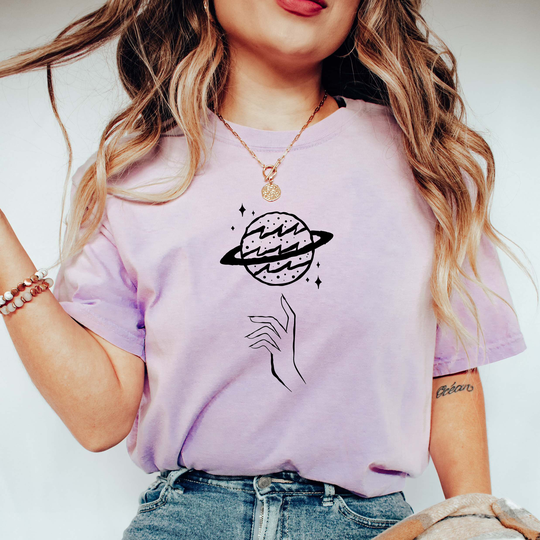 Comfort Colors Celestial Shirt, Hand Drawn Moon T-Shirt, Boho Comfy Oversized Shirt