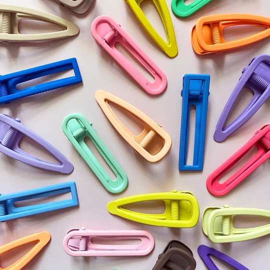 New Large Colorful Color Pop Neon Hair Clips Chip Bag | Women's Girl's Trendy Fashion Accessories | 7 Colors Sets Available