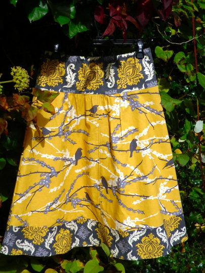 A-Line Skirt, Mustard Yellow & Gray, Sparrows Damas, Custom Made in All Sizes Lengths