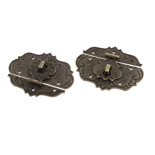 77mmx57mm Antique Brass Color Suitcase Jewelry Box Hasp Latch Lock 2 Pcs - Antique Brass Color