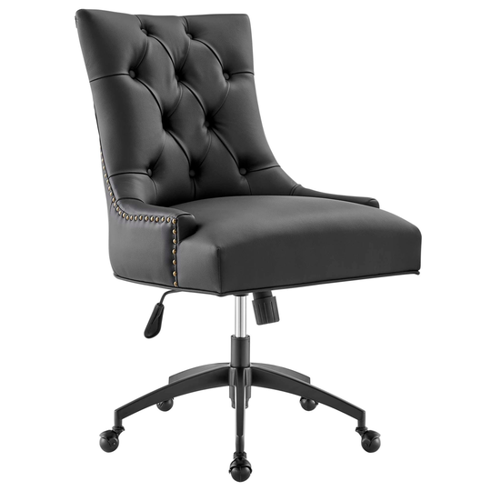 Modway Regent Tufted Vegan Leather Swivel Office Chair in Black White