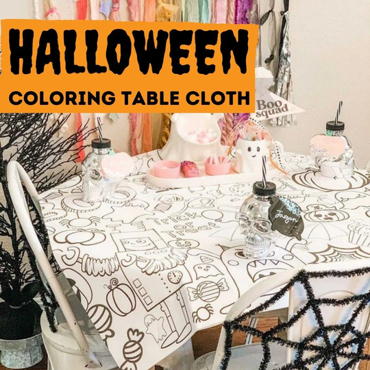 Halloween Coloring Table Cover | Boo Basket Filler Idea Cute Party Decoration