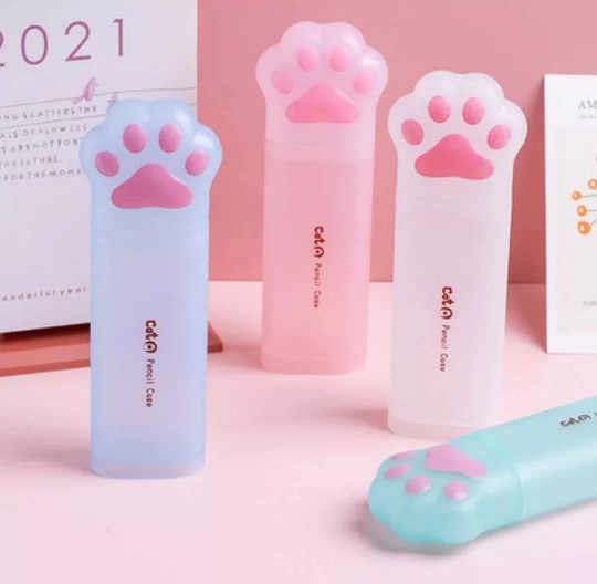 Cute Cat Paw Pen Holder, Storage Box, Portable Pencil Stationery Student Gift, Office, School Supplies