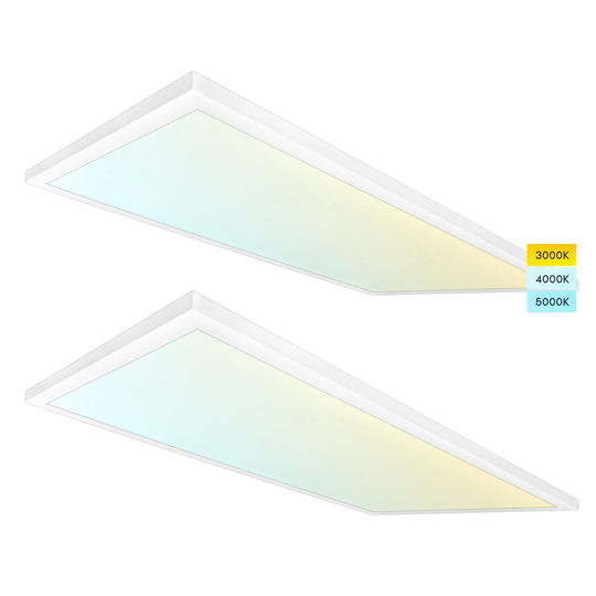 Luxrite 2x4 FT Surface Mount LED Flat Panel 3 Color Selectable 5000 Lumens 0-10V Dimmable 120-277V Damp Rated 2 Pack