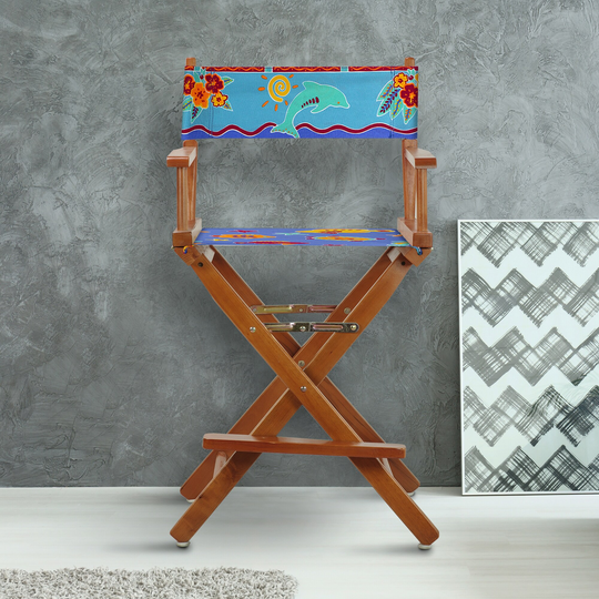 24" Director's Chair Honey Oak Frame-Tropical Sea - 23"W x 19"D x 39.5"H