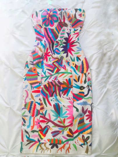 Otomi Strapless Midi Tube Pencil Dress Fitted Multicolor