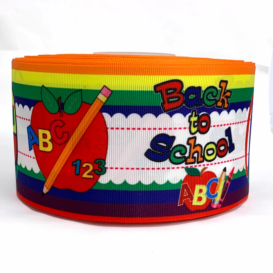 Grosgrain Ribbon 5/8", 7/8", 1.5" & 3" Back To School Abc Crayons Pencils Apple | Add To Cart, Save On Combine Shipping