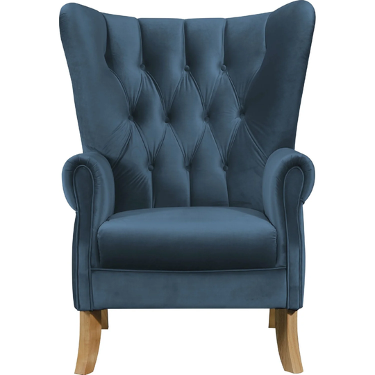 Velvet Upholstered Accent Chair with Wood Legs