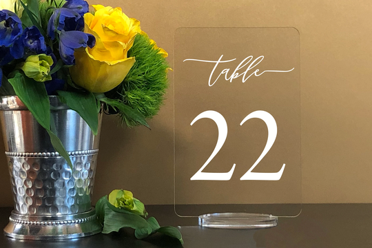 Acrylic Table Numbers 7x5 With Stand Custom - Clear Acrylic Wedding Table Number Wedding Décor Modern Weddings