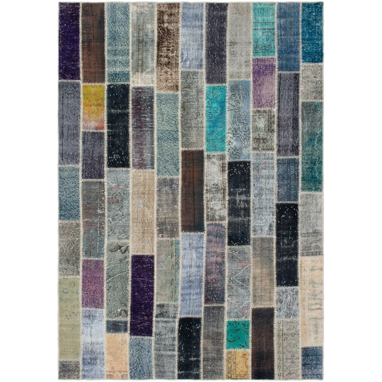ECARPETGALLERY Hand-knotted Color Transition Patchwork Multi Wool Rug - 6'8 x 10'5