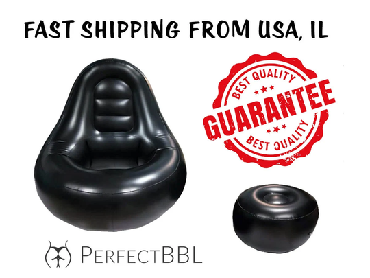 Bbl Inflatable Sofa Chair Lounger With Hole & Ottoman - Black Post Surgery Recovery Accessories
