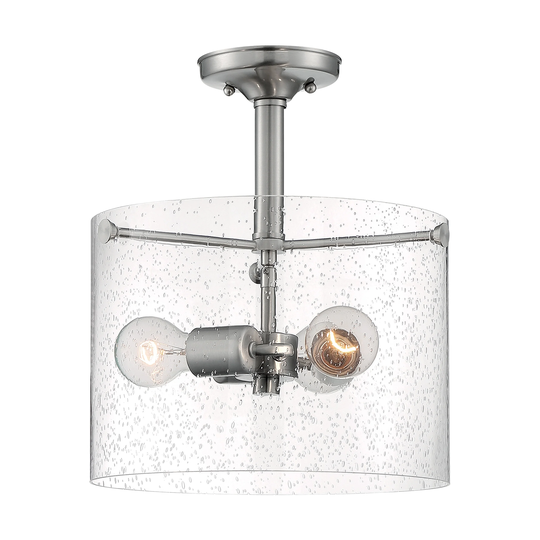 Bransel 3-Light Semi-Flush with Seeded Glass Brushed Nickel Finish