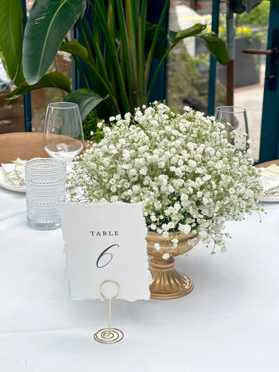 Table Number On Handmade Paper With Gold Card Holder, Wedding Numbers, Numbers