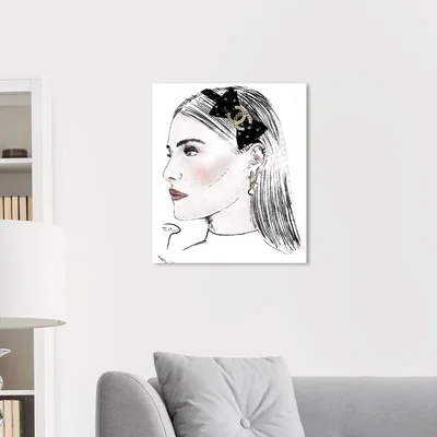Pily Montiel Profile Pencil Female Portrait - Graphic Art Print