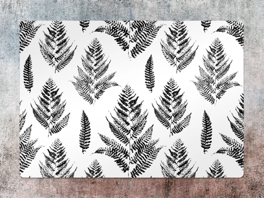 Leaves Chair Mat, Black Splat White Vinyl Floor Plants Protective Pad, Office Room Rug, Housewarming Gift