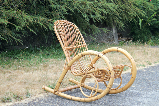 Vintage Rohé Noordwolde Rattan Rocking Chair