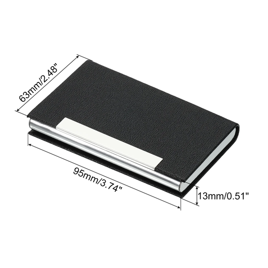 PU Leather Business Card Holder Flip Slim Pocket Name Card Case Brown