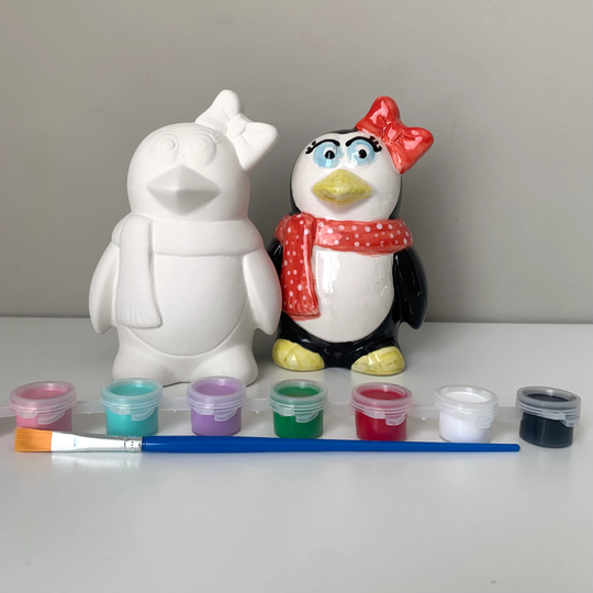Penelope Penguin Paint Kit, Pottery Painting Diy Pottery Kit, Ceramic Art Kits, Ready To Ceramics, At Home Kits