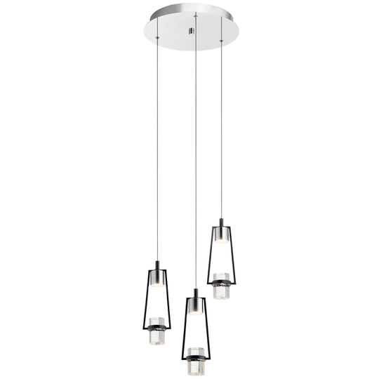 Elan Ayse Integrated LED Chrome with Black 3-light Pendant Cluster - Chrome w/Matte Black - Chrome w/Matte Black