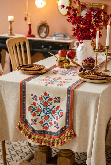 Montsuri's Garden 2 Layer Table Runner With Tassel