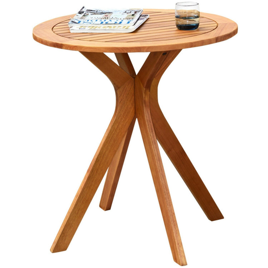 27.5'' Outdoor Round Solid Wood Coffee Side Bistro Table