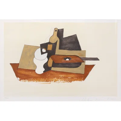 Guitare Verre Et Bouteille by - Painting on