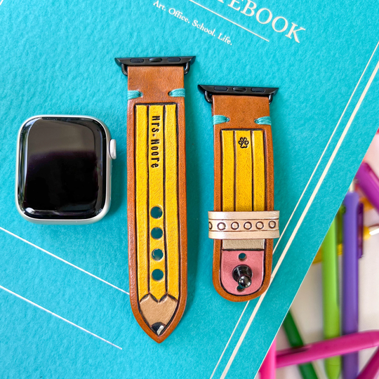 Back To School Pencil Teacher Leather Apple Watch Band