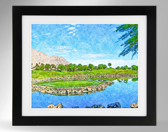 Pga West Stadium Course Art Print - Pencil Sketch-Effect | 2 Options, Desert Classic, Bob Hope | #813, Not Framed