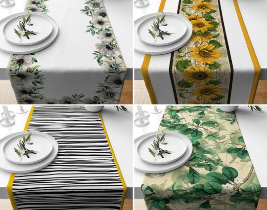 Floral Table Decor, Tropical Sheets, Sunflower Runner, Swan Linen, Animal Printed Home Gift