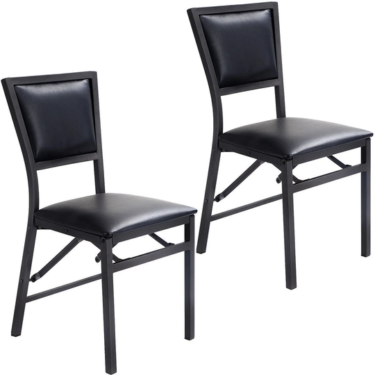 Set of 2 Metal Folding Chair Dining Chairs - 18" x 20" x 33.5" (L x W x H)