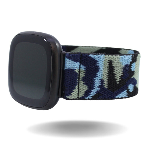 Elastic Fitbit Sense/Versa 3 Watch Band - Fits & Blue Camo Military Tactical Olive Army Black