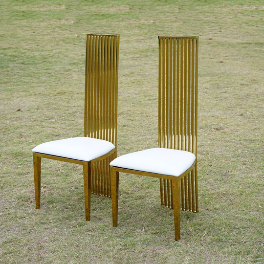 Gold High Back Chair Stainless Steel Dining Room Bridal Shower Church Events Wedding Party Table Decorate Chairs