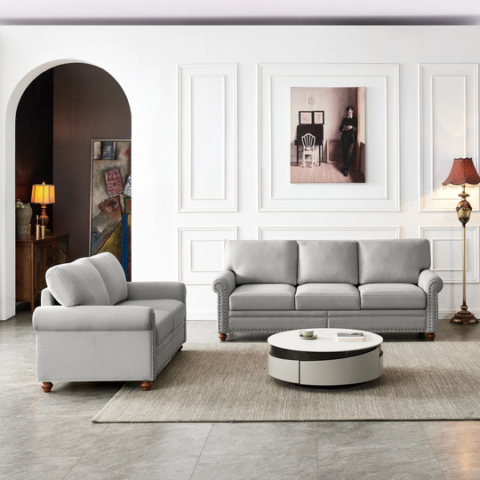 Linen Fabric Upholstery Sofa with Storage(Grey)