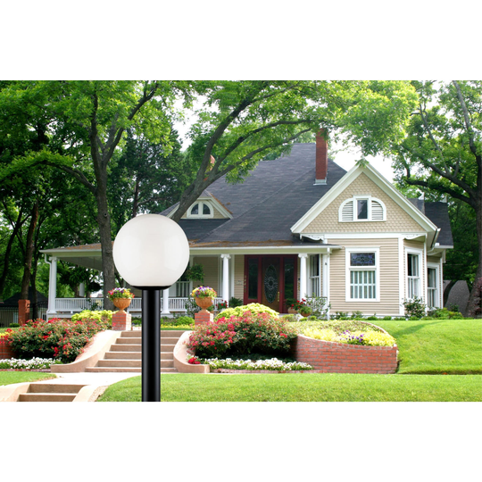 Westinghouse One-Light Post-Top Exterior Lantern, Black Finish Polycarbonate with White Acrylic Globe - 1-Light
