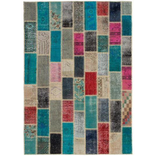 ECARPETGALLERY Hand-knotted Color Transition Patchwork Multi Wool Rug - 5'1 x 8'0