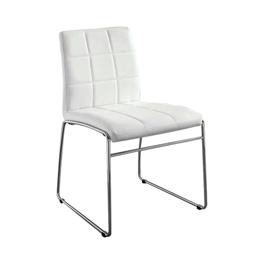 Oahu Contemporary Side Chair With Steel Tube, White Finish, Set Of 2 - 33 H x 21.5 W x 20 L Inches
