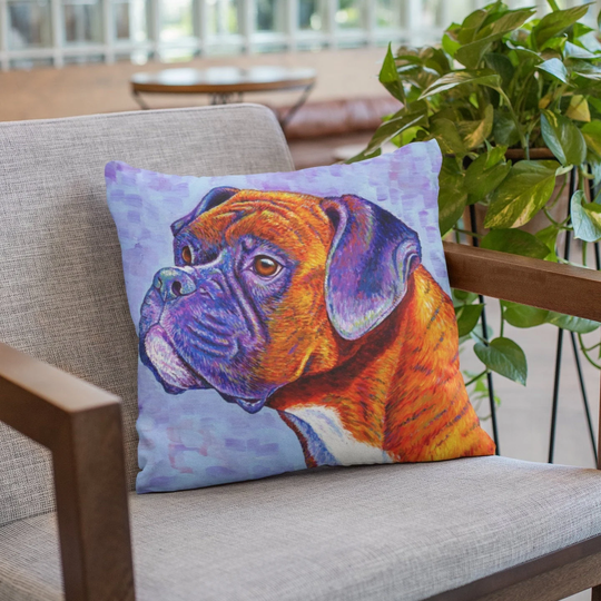 Colorful Brindle Boxer Dog Cute Polyester Square Throw Pillow