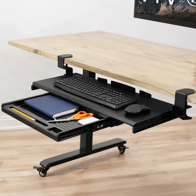 Clamp-on Keyboard Tray with Pencil Drawer