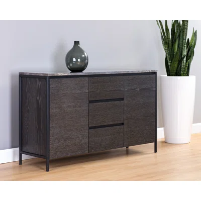 Zaydah SIDEBOARD - BLACK - GREY MARBLE / CHARCOAL GREY