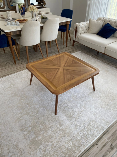 Wooden Square Walnut Coffee Table, Mid Century Modern Rustic Center Walnut, Oak