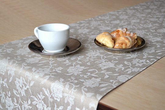 Natural Linen Table Runner With Flowers Damask Wedding Dinner Decor Boho Tablecloth Birthday Eco Friendly French Style Linens