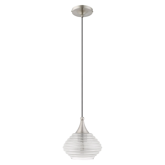 Livex Lighting Art Glass Beehive Shaped 1-Light Mini Pendant - 8.25"Dia. x 10"-80"Adj. H - 8.25"Dia. x 10"-80"Adj. H