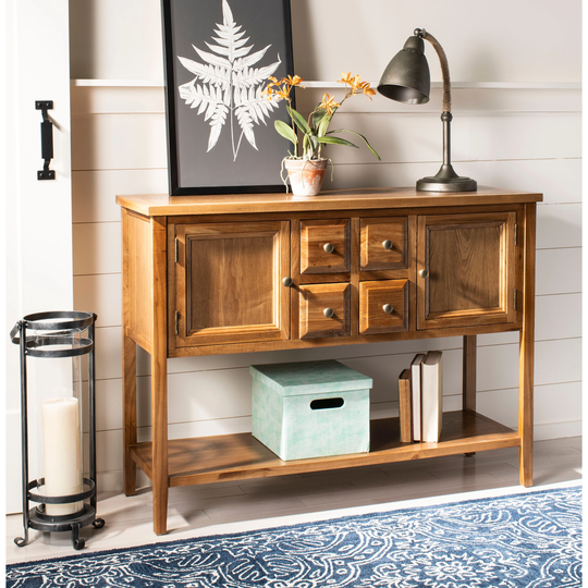 SAFAVIEH Brighton Oak Finish Storage Sideboard - 45.7" x 15" x 34"