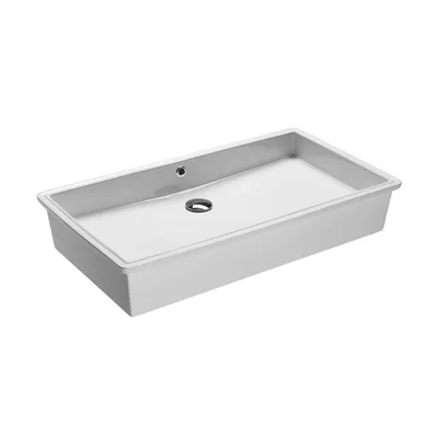 Ceramica White Ceramic Rectangular Undermount Bathroom Sink with Overflow