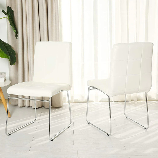 Set of 2 Dining Chairs Faux Leather Chairs White - 16.9x18.7