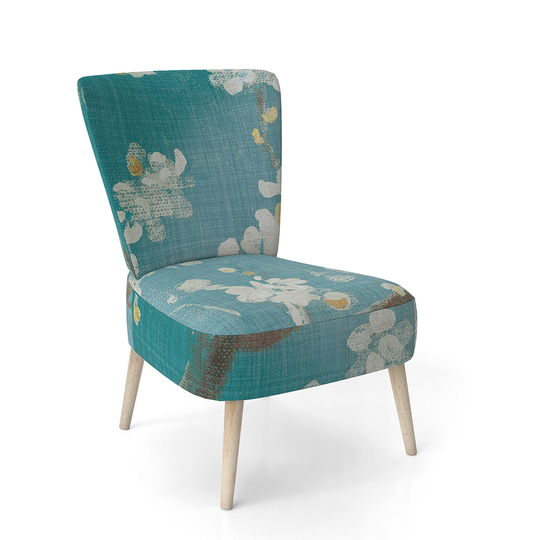 Designart 'Blue Cherry Blossoms II' Upholstered Cabin & Lodge Accent Chair