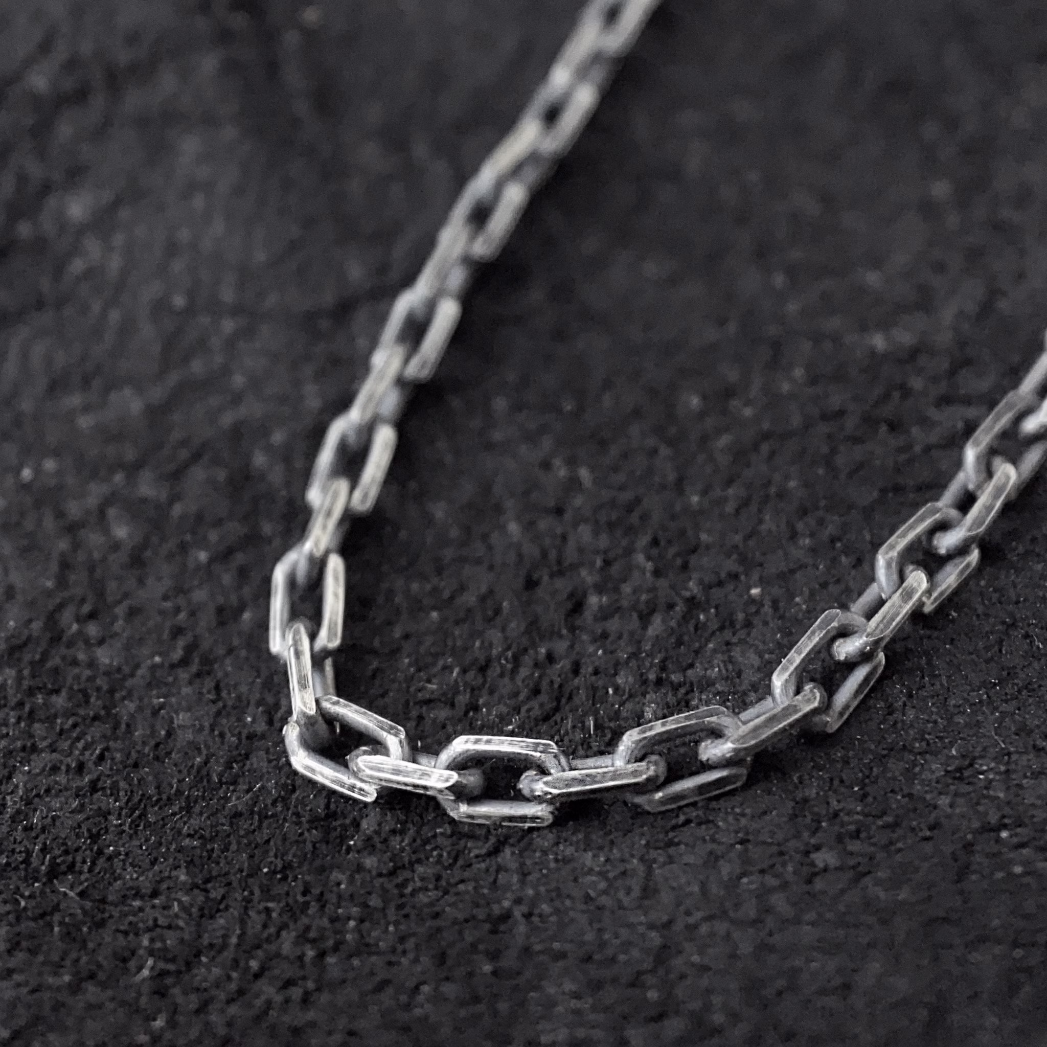 Mens Necklace Anchor Chain Oxidized Sterling Silver 2.3mm