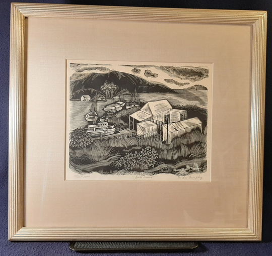 Minnie Lois Murphy | American 1902-1962, "Boat House" C. 1936, Signed in Pencil, Wpa Stamp, | Free Shipping